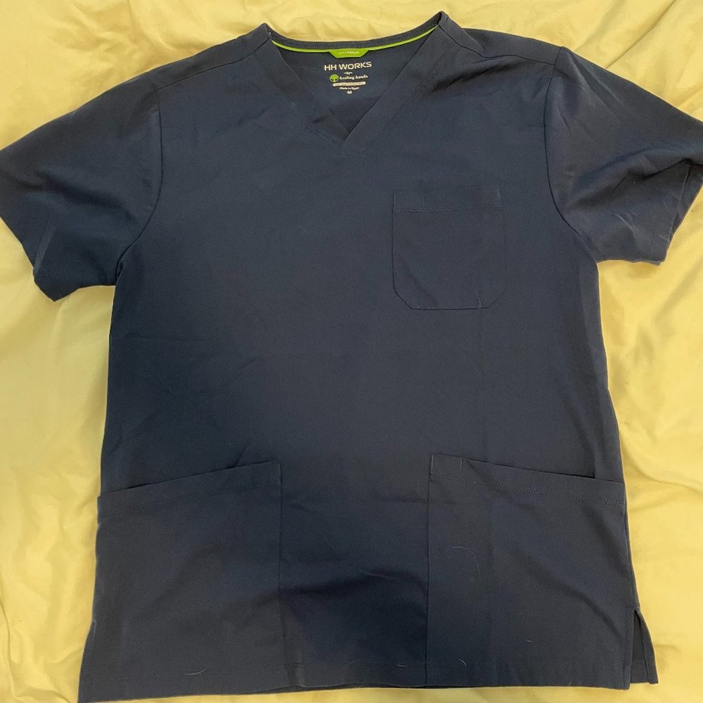 Navy Men's Healing Hands Men's Matthew V-Neck Solid Scrub Top